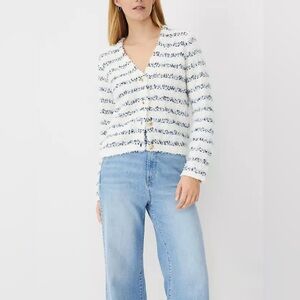 Ann Taylor Tweedy V Neck Sweater Jacket Size Small